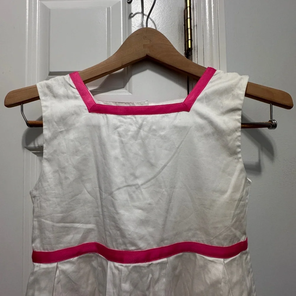 Rachel Riley White Dress with Pink and Yellow Trim